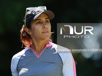 Paula Reto of South Africa tees off on the 7th hole during Day Two of the KPMG Women's PGA Championship at Sahalee Country Club in Sammamish...