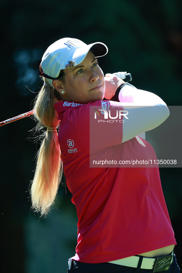 Paula Reto of South Africa tees off on the 7th hole during Day Two of the KPMG Women's PGA Championship at Sahalee Country Club in Sammamish...