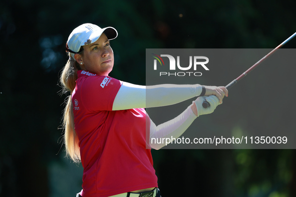 Brittany Lincicome of the United States tees off on the 7th hole during Day Two of the KPMG Women's PGA Championship at Sahalee Country Club...