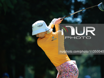 Madelene Sagstrom of Sweden tees off on the 7th hole during Day Two of the KPMG Women's PGA Championship at Sahalee Country Club in Sammamis...