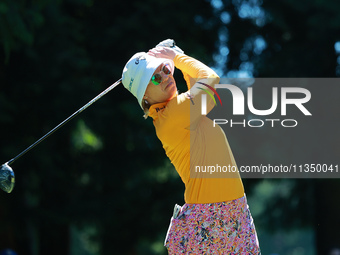 Madelene Sagstrom of Sweden tees off on the 7th hole during Day Two of the KPMG Women's PGA Championship at Sahalee Country Club in Sammamis...