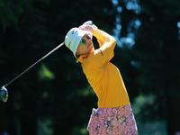 Madelene Sagstrom of Sweden tees off on the 7th hole during Day Two of the KPMG Women's PGA Championship at Sahalee Country Club in Sammamis...