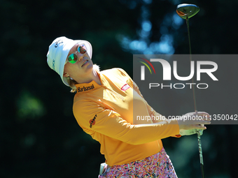 Madelene Sagstrom of Sweden tees off on the 7th hole during Day Two of the KPMG Women's PGA Championship at Sahalee Country Club in Sammamis...