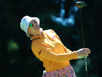 Madelene Sagstrom of Sweden tees off on the 7th hole during Day Two of the KPMG Women's PGA Championship at Sahalee Country Club in Sammamis...