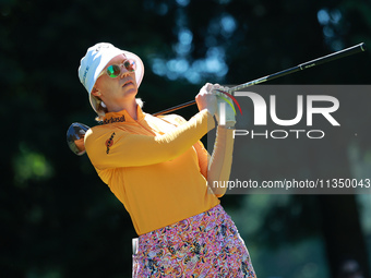 Madelene Sagstrom of Sweden tees off on the 7th hole during Day Two of the KPMG Women's PGA Championship at Sahalee Country Club in Sammamis...