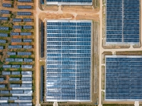 A general view of an agricultural 40 MW new energy photovoltaic power plant is being seen in the West Coast New Area of Qingdao, Shandong pr...