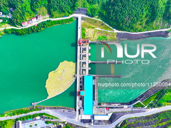 A hydropower plant is being seen in Guizhou province, China, on June 22, 2024. (