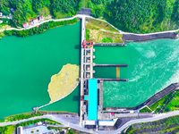 A hydropower plant is being seen in Guizhou province, China, on June 22, 2024. (