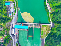 A hydropower plant is being seen in Guizhou province, China, on June 22, 2024. (