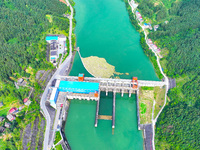 A hydropower plant is being seen in Guizhou province, China, on June 22, 2024. (