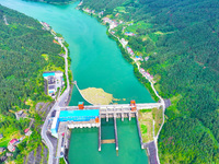 A hydropower plant is being seen in Guizhou province, China, on June 22, 2024. (