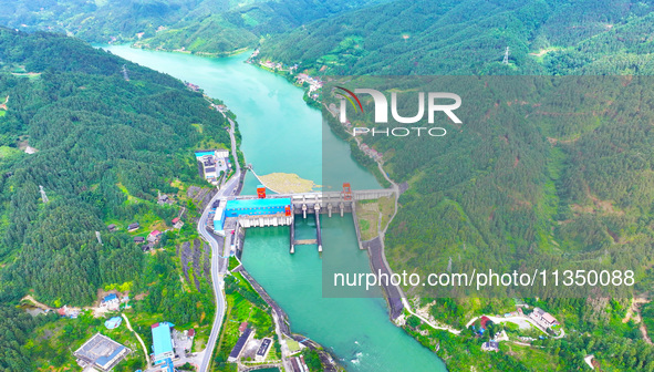 A hydropower plant is being seen in Guizhou province, China, on June 22, 2024. 