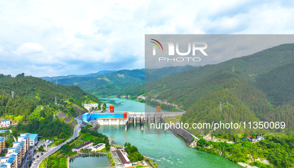 A hydropower plant is being seen in Guizhou province, China, on June 22, 2024. 