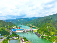 A hydropower plant is being seen in Guizhou province, China, on June 22, 2024. (