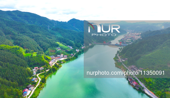 A hydropower plant is being seen in Guizhou province, China, on June 22, 2024. 