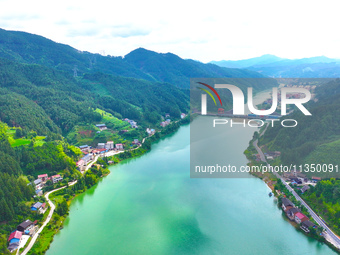 A hydropower plant is being seen in Guizhou province, China, on June 22, 2024. (