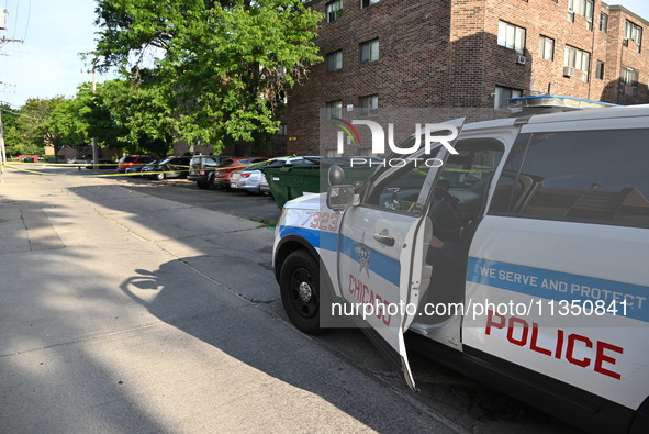 Police are maintaining a presence at the crime scene. A 34-year-old male victim is being shot multiple times and killed in Chicago, Illinois...