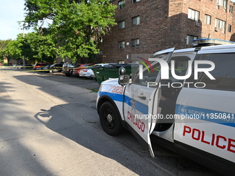 Police are maintaining a presence at the crime scene. A 34-year-old male victim is being shot multiple times and killed in Chicago, Illinois...