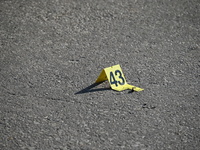 Shell casing is being located at the crime scene. A 34-year-old male victim is being shot multiple times and killed in Chicago, Illinois, Un...