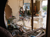 An apartment is being destroyed by an airstrike in Kharkiv, on  June 22, 2024.  (