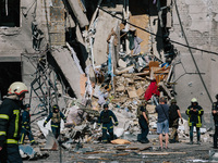 A house is being partially destroyed in Kharkiv, on  June 22, 2024.  (