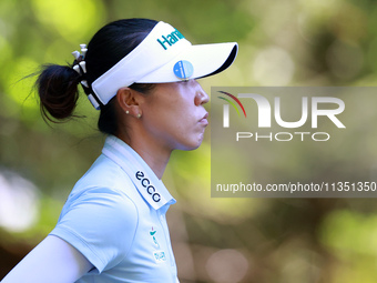 Lydia Ko of New Zealand walks from the 16th tee during the second round of the KPMG Women's PGA Championship at Sahalee Country Club on Frid...