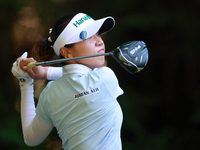 Lydia Ko of New Zealand hits from the 16th tee during the second round of the KPMG Women's PGA Championship at Sahalee Country Club on Frida...