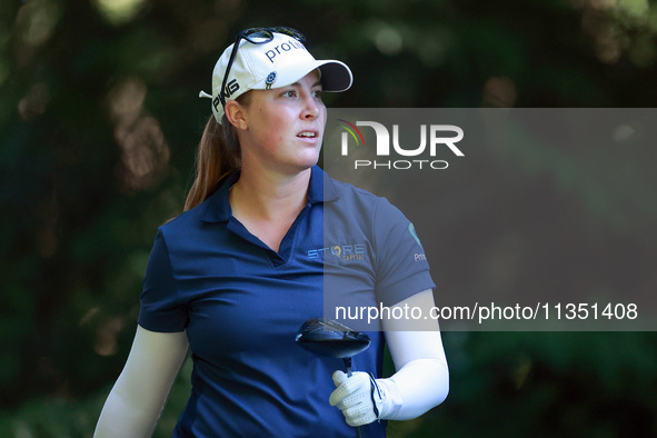 Jennifer Kupcho of Westminster, Colorado follows her shot from the 16th tee during the second round of the KPMG Women's PGA Championship at...