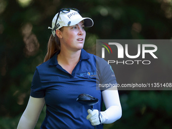 Jennifer Kupcho of Westminster, Colorado follows her shot from the 16th tee during the second round of the KPMG Women's PGA Championship at...