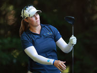 Jennifer Kupcho of Westminster, Colorado follows her shot from the 16th tee during the second round of the KPMG Women's PGA Championship at...