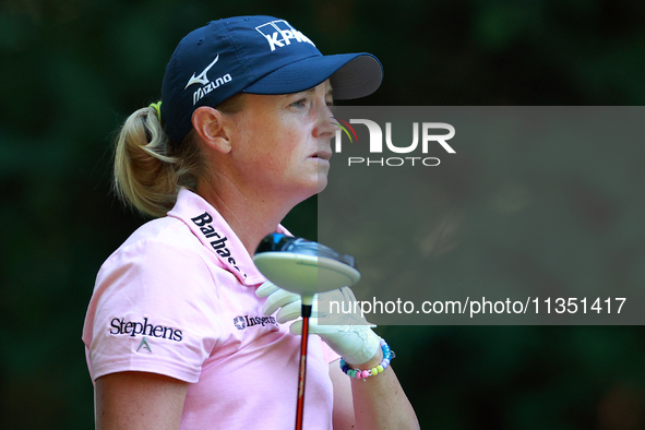 Stacy Lewis of The Woodlands, Texas follows her shot from the 16th tee during the second round of the KPMG Women's PGA Championship at Sahal...