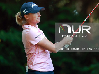 Stacy Lewis of The Woodlands, Texas follows her shot from the 16th tee during the second round of the KPMG Women's PGA Championship at Sahal...