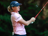 Stacy Lewis of The Woodlands, Texas follows her shot from the 16th tee during the second round of the KPMG Women's PGA Championship at Sahal...