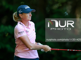 Stacy Lewis of The Woodlands, Texas follows her shot from the 16th tee during the second round of the KPMG Women's PGA Championship at Sahal...