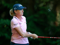 Stacy Lewis of The Woodlands, Texas follows her shot from the 16th tee during the second round of the KPMG Women's PGA Championship at Sahal...