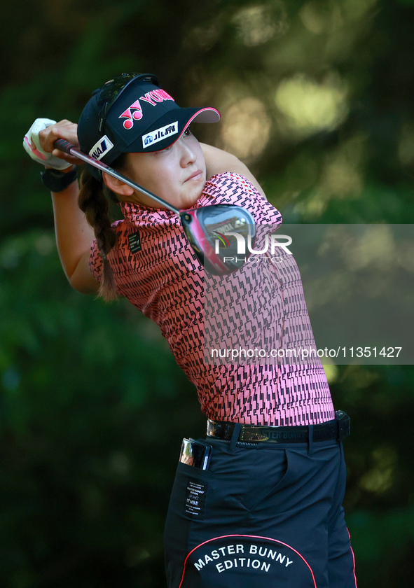 Chisato Iwai of Japan hits from the 16th tee during the second round of the KPMG Women's PGA Championship at Sahalee Country Club on Friday,...