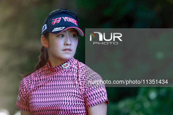 Chisato Iwai of Japan follows her shot from the 16th tee during the second round of the KPMG Women's PGA Championship at Sahalee Country Clu...