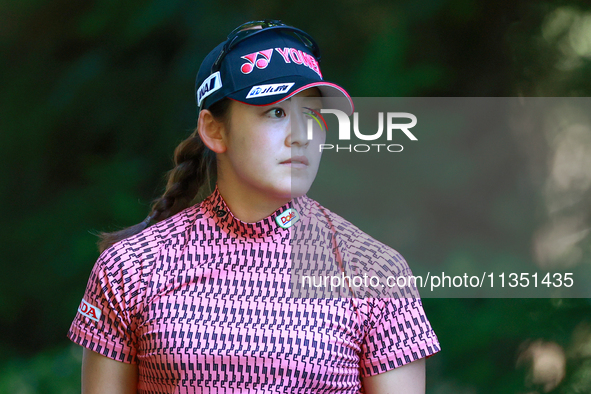 Chisato Iwai of Japan follows her shot from the 16th tee during the second round of the KPMG Women's PGA Championship at Sahalee Country Clu...