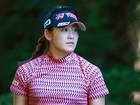 Chisato Iwai of Japan follows her shot from the 16th tee during the second round of the KPMG Women's PGA Championship at Sahalee Country Clu...