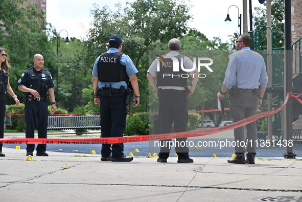 A 44-year-old male victim is being shot multiple times and killed in broad daylight at the Dearborn Homes Playground in Chicago, Illinois, U...