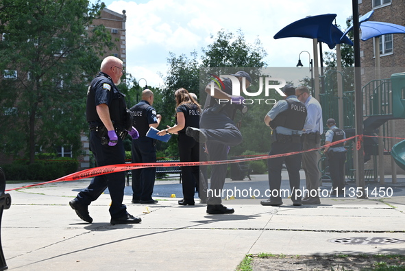 A 44-year-old male victim is being shot multiple times and killed in broad daylight at the Dearborn Homes Playground in Chicago, Illinois, U...