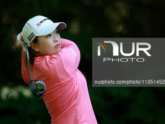 Mao Saigo of Japan hits from the 16th tee during the second round of the KPMG Women's PGA Championship at Sahalee Country Club on Friday, Ju...