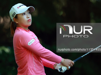 Mao Saigo of Japan hits from the 16th tee during the second round of the KPMG Women's PGA Championship at Sahalee Country Club on Friday, Ju...