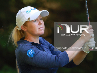 Stephanie Meadow of Northern Ireland hits from the 16th tee during the second round of the KPMG Women's PGA Championship at Sahalee Country...