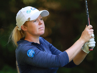 Stephanie Meadow of Northern Ireland hits from the 16th tee during the second round of the KPMG Women's PGA Championship at Sahalee Country...