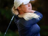 Stephanie Meadow of Northern Ireland hits from the 16th tee during the second round of the KPMG Women's PGA Championship at Sahalee Country...