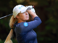 Stephanie Meadow of Northern Ireland hits from the 16th tee during the second round of the KPMG Women's PGA Championship at Sahalee Country...