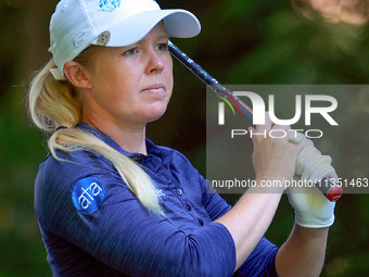 Stephanie Meadow of Northern Ireland hits from the 16th tee during the second round of the KPMG Women's PGA Championship at Sahalee Country...