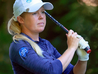 Stephanie Meadow of Northern Ireland hits from the 16th tee during the second round of the KPMG Women's PGA Championship at Sahalee Country...