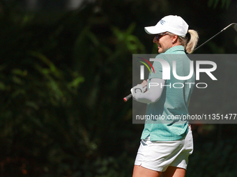 Sarah Kemp of Australia reacts to her chip shot to the 15th green during the second round of the KPMG Women's PGA Championship at Sahalee Co...